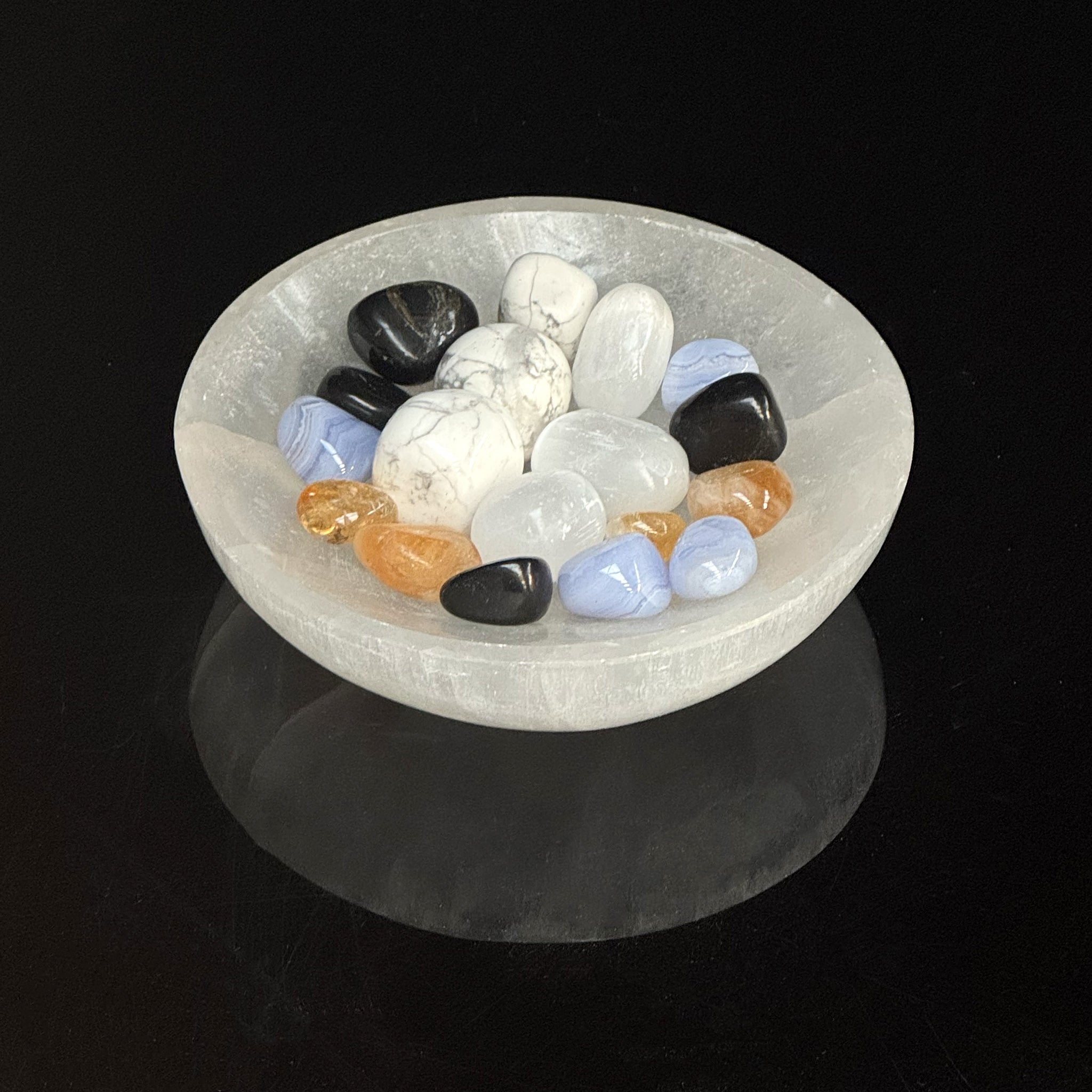 Selenite Crystal bowl and accompanied crystals